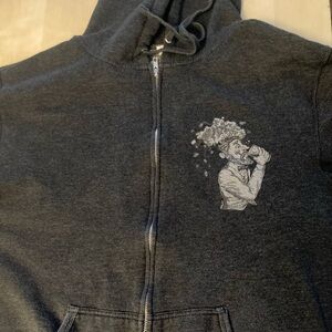 Charcoal Heady Topper Graphic Zip-Up Hoodie